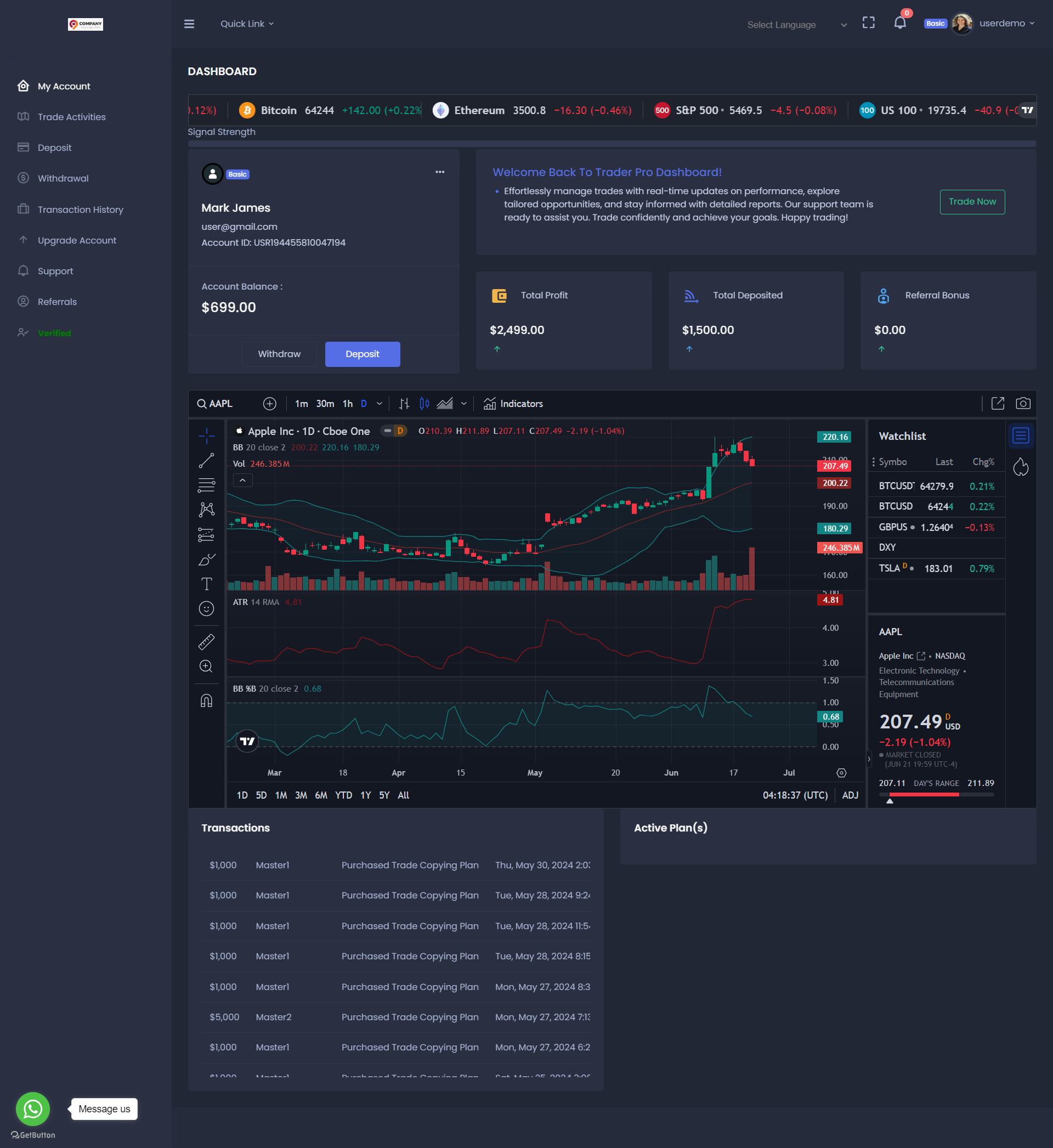 TRADER PRO - advanced crypto trading script